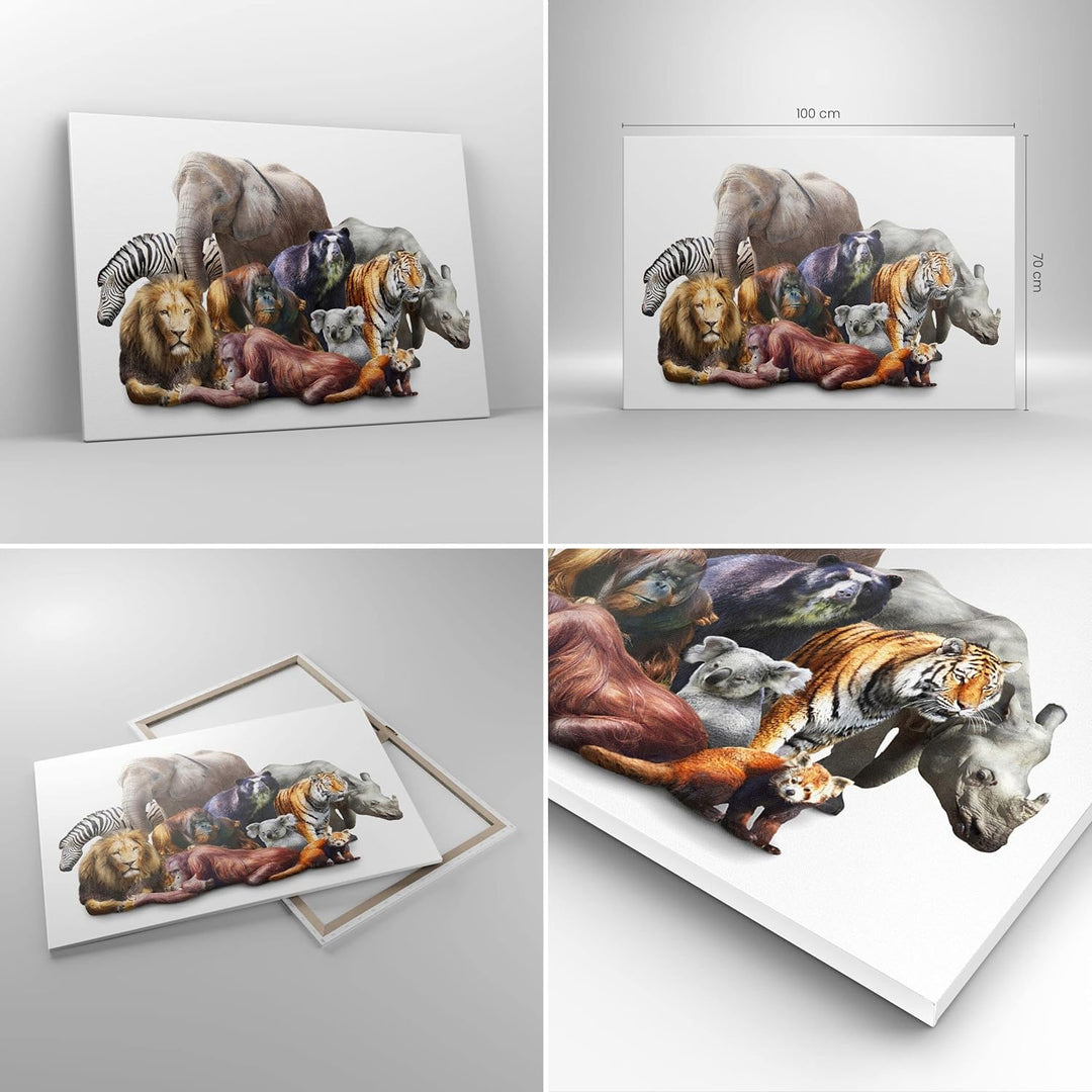 ARTTOR Bilder auf Leinwand 100x70cm Leinwandbild Tiere Koala Löwe Affe Gross Wanddeko Bild Schlafzim