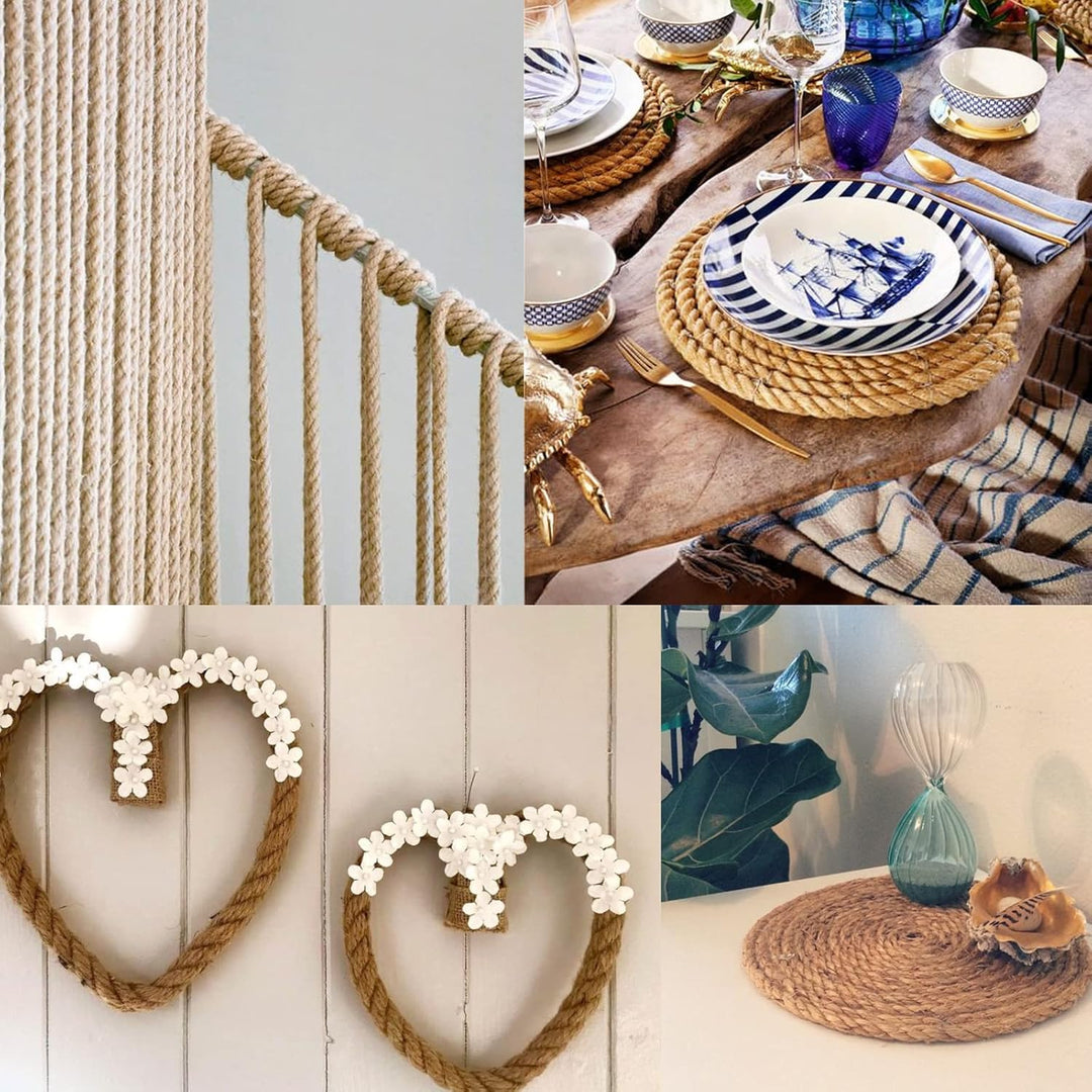 G2PLUS 16mm Dicke Juteseil, 10m Garten Hanfseil, Braun Juteseil zum Katzen Kratzbaum, 16mm Rustikal