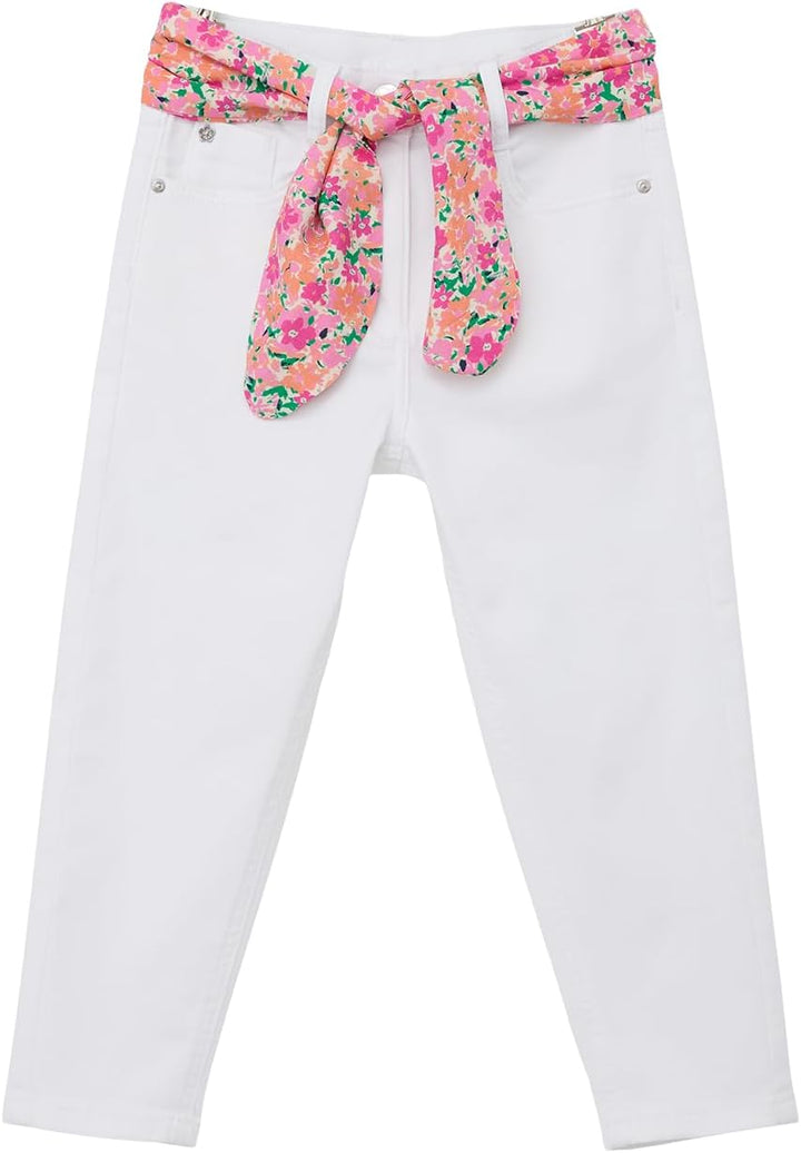 s.Oliver Mädchen Hose mit Bindegürtel, Relaxed Fit, Weiss