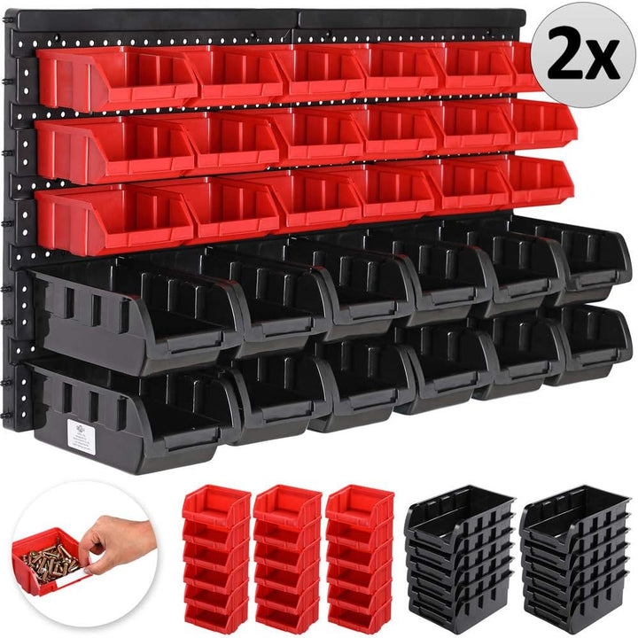 Deuba® Stapelboxen 64 TLG. Erweiterbar Etikettenfach Stabil Stossfest Starke Wandplatten Wandregal W
