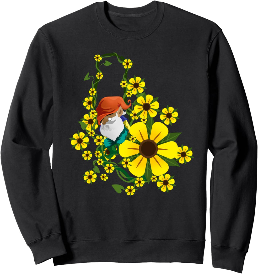 Sonnenblumen-Gnom-hängender Garten-Bauernhaus-Hippie-Stil Sweatshirt