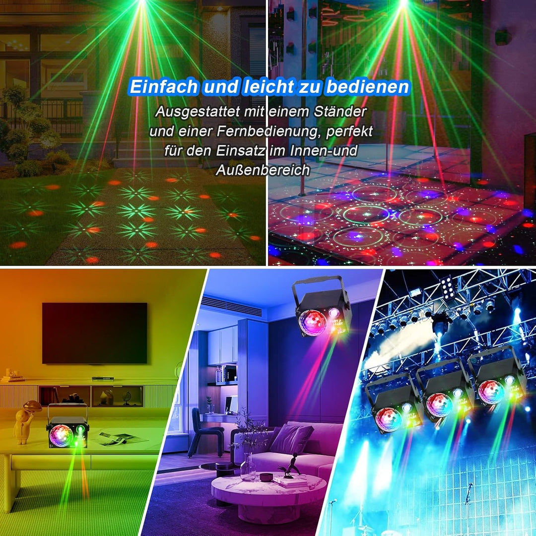 Nigecue 4 in 1 Discolicht Partylicht mit Fernbedienung, Musikgesteuert Disco Licht mit RGB Kugelleuc
