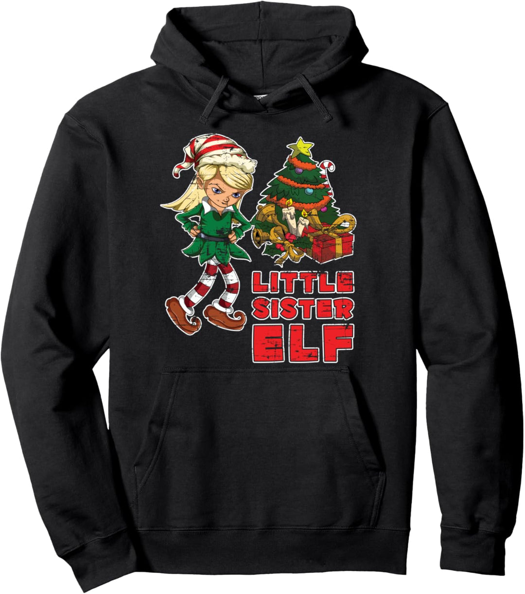 Schwester Elfe Pajama Party Geschenk Weihnachtselfe Pullover Hoodie