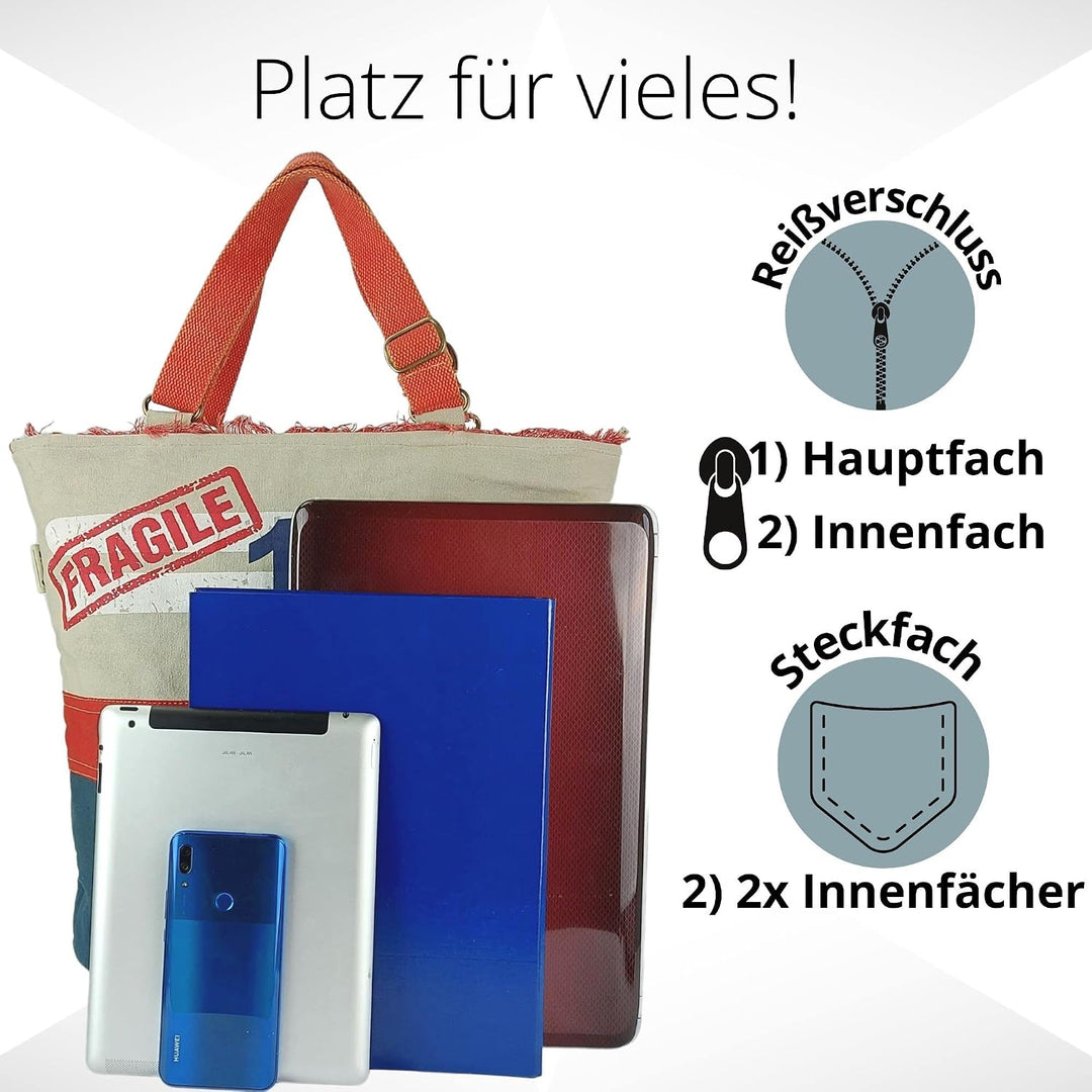 Sunsa XXL Damen Handtasche. Grosse Tasche aus Canvas. Vegane Strandtasche/Schultertasche. Weekender