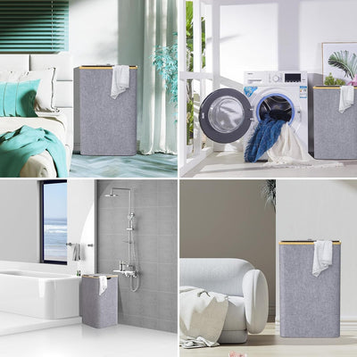 Wäschekorb mit Deckel 100L, Wäschesammler Gross schmal mit herausnehmbaren Wäschesack Laundry Basket