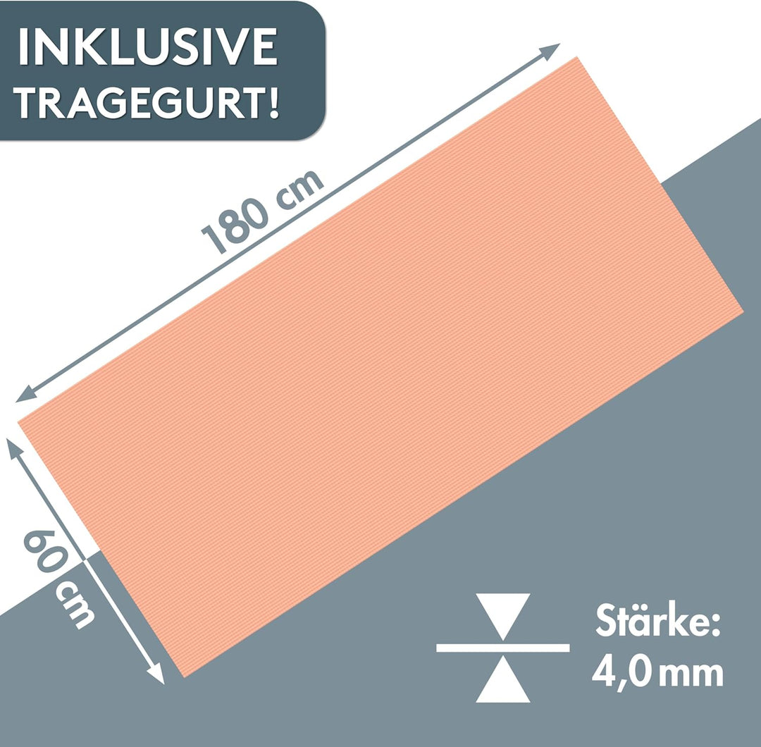 LILENO SPORTS Yoga Matte (180x60cm) inkl. Tragegurt - Sport und Yogamatte extra rutschfest in 4 mm D