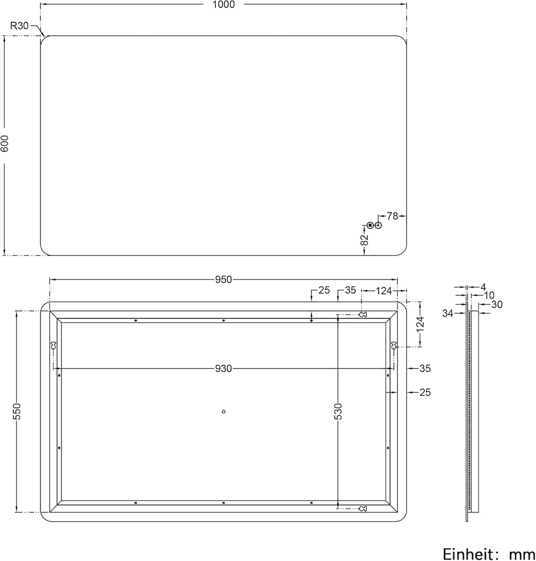 SONNI Badspiegel 100 x 60cm Badspiegel mit LED-Beleuchtung beschlagfrei Lichtspiegel LED Spiegel Wan