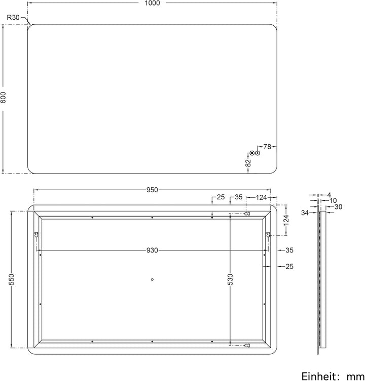 SONNI Badspiegel 100 x 60cm Badspiegel mit LED-Beleuchtung beschlagfrei Lichtspiegel LED Spiegel Wan