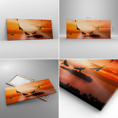 Wandbilder Dekoration Wohnzimmer Natur Landschaft Insel Meer Panorama Bilder auf Leinwand 120x50cm L