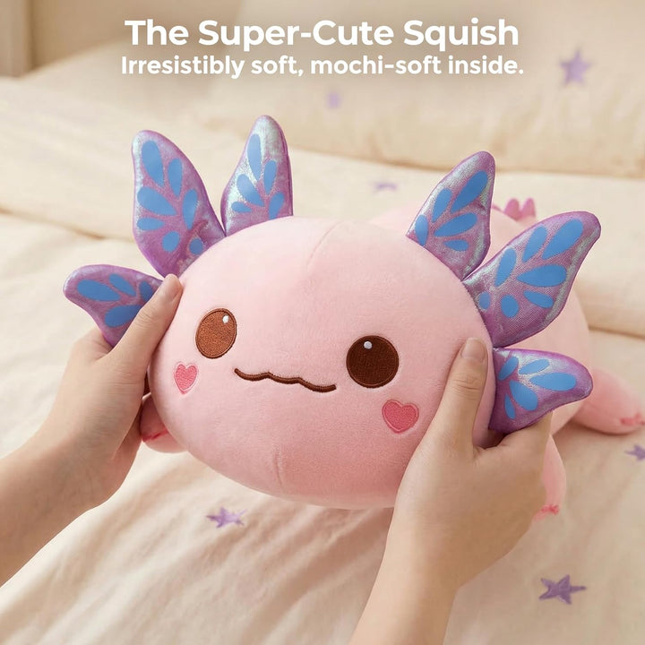 Mewaii Süsses Axolotl Plüschtier 33CM Kawaii Plüschkissen, Axolotl Kuscheltier Weiches Plüschkissen