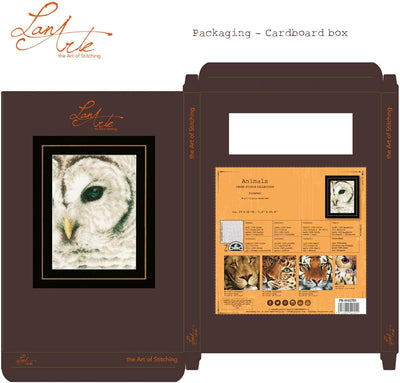 Lanarte Zählmusterpackung Eule Zählstoff Kreuzstichpackung, Baumwolle, Mehrfarbig, 19 x 26 x 0.3 cm,