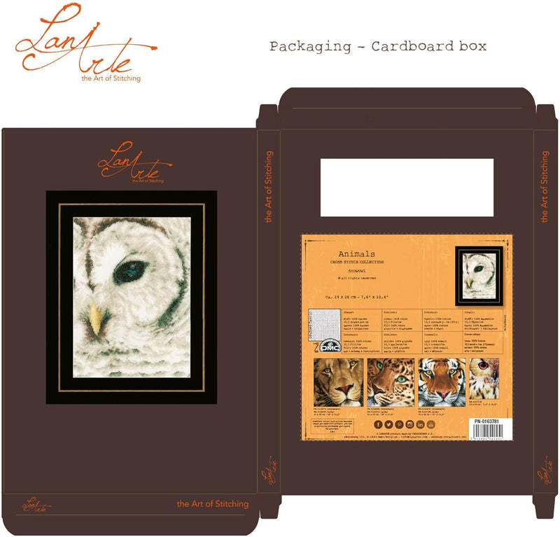 Lanarte Zählmusterpackung Eule Zählstoff Kreuzstichpackung, Baumwolle, Mehrfarbig, 19 x 26 x 0.3 cm,