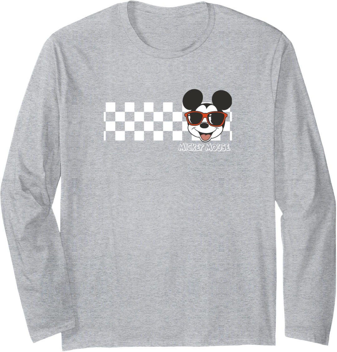Disney Mickey And Friends Mickey Mouse Checkerboard Stripe Langarmshirt