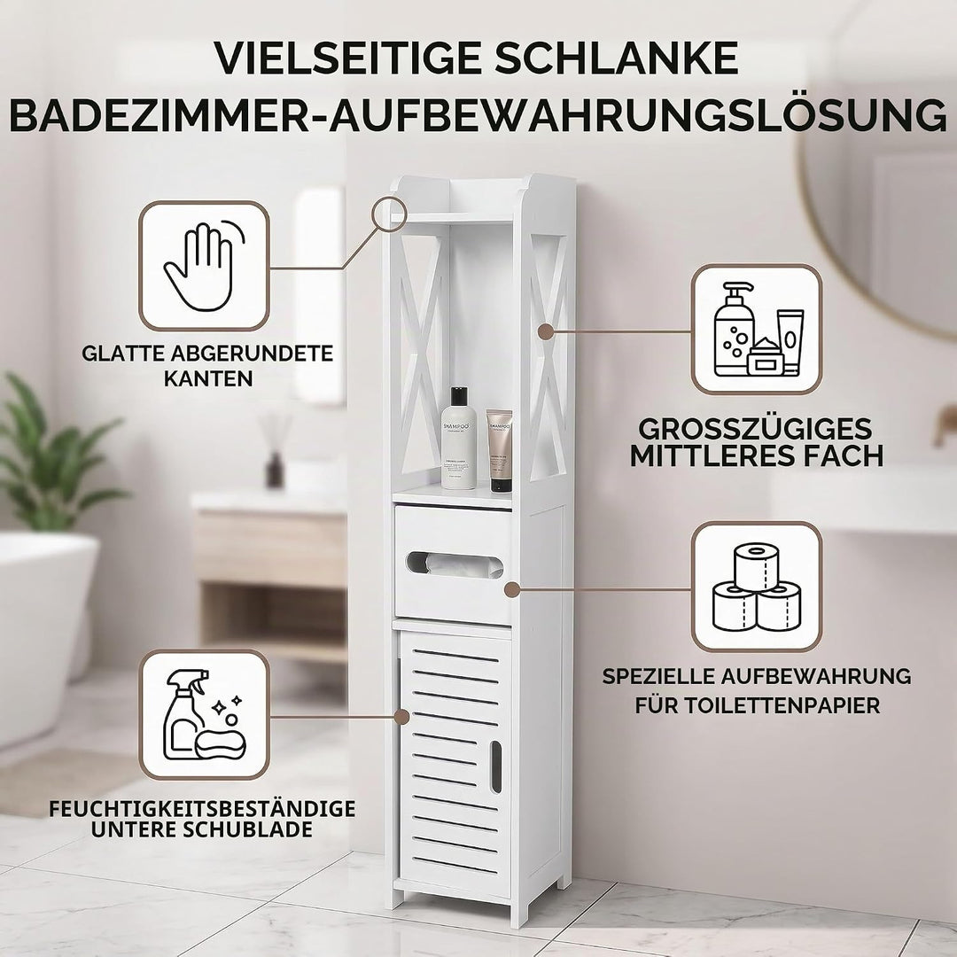 Ejoyous Schlanker Badezimmerschrank, Hoher Badezimmerschrank Boden Freistehend Eckschrank Schrank, f
