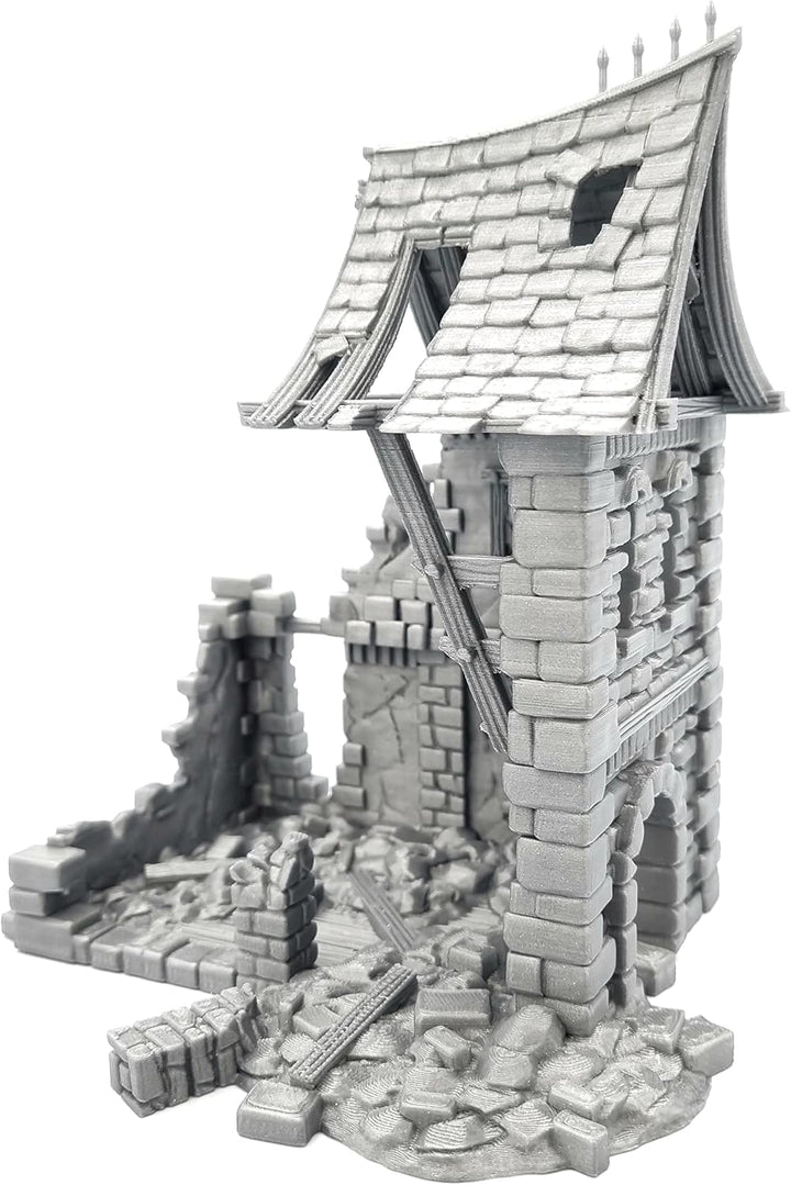 QP3D - Battle Ruined Medieval Building - Fantasy House Terrain Scenery for Tabletop & RPG 28-32mm Mi