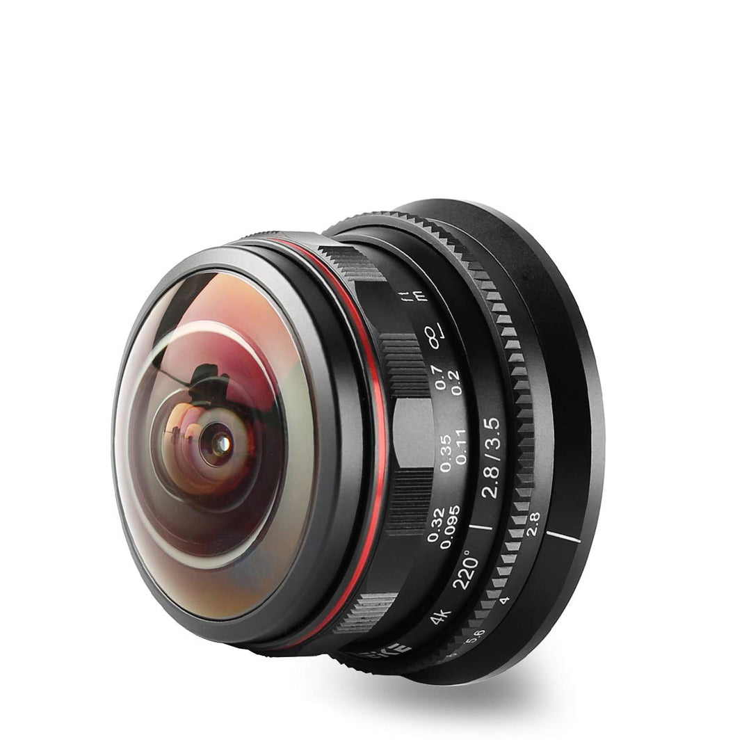 Meike Fischaugenobjektiv 3.5mm f2.8, 220 Grad, manueller Fokus, kompatibel mit Olympus Panasonic Lum