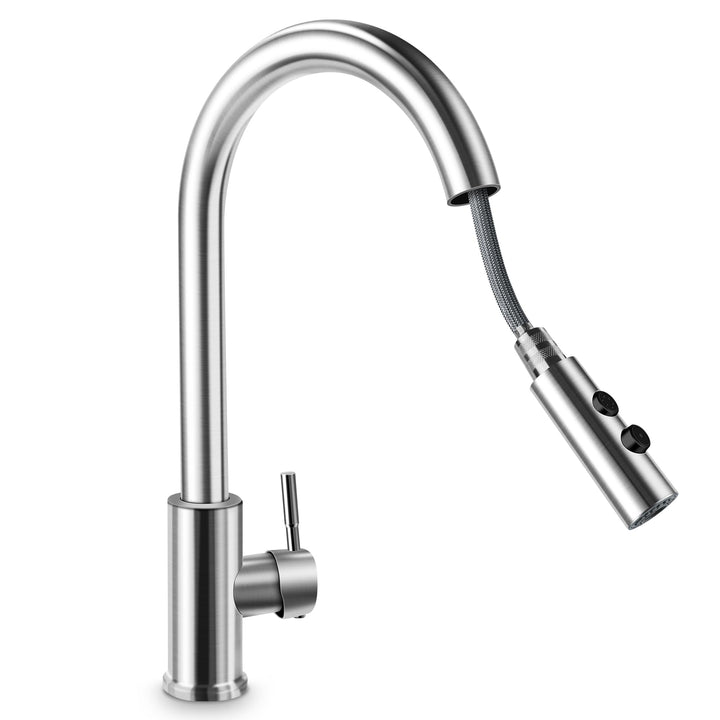 Wasserhahn Küche mit Brause 2 Modi, Armatur Hochdruck Küchenarmatur Schwarz, 360° Schwenkbar Spültis