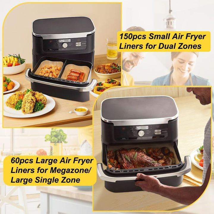 BYKITCHEN 210pcs Backpapier für Heissluftfritteuse Ninja Flex Drawer AF500EU 10,4L Dual Zone,Airfrye