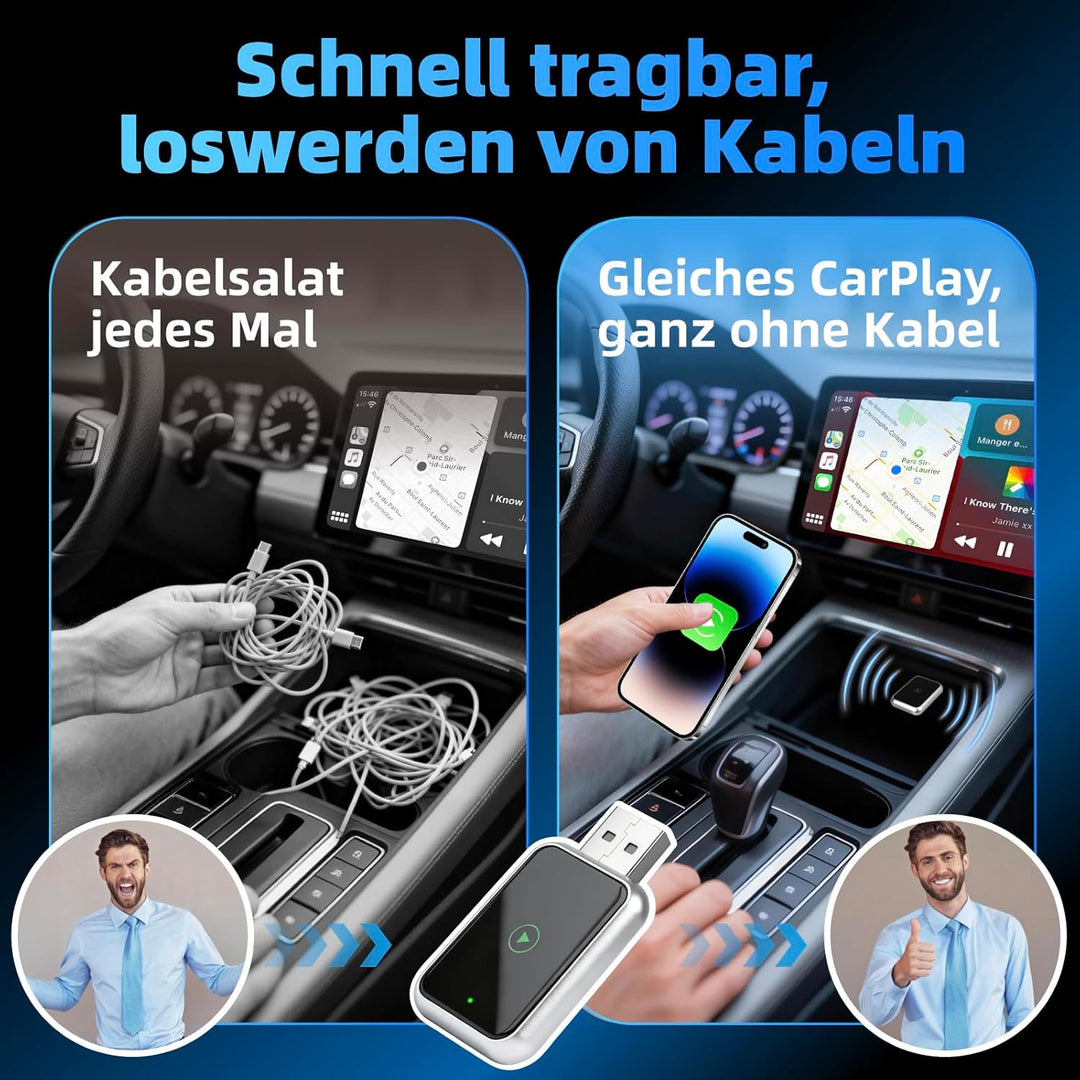 LINGHUANG Mini CarPlay Wireless Adapter & Android Auto Wireless Adapter for Apple iPhone, Upgrade vo