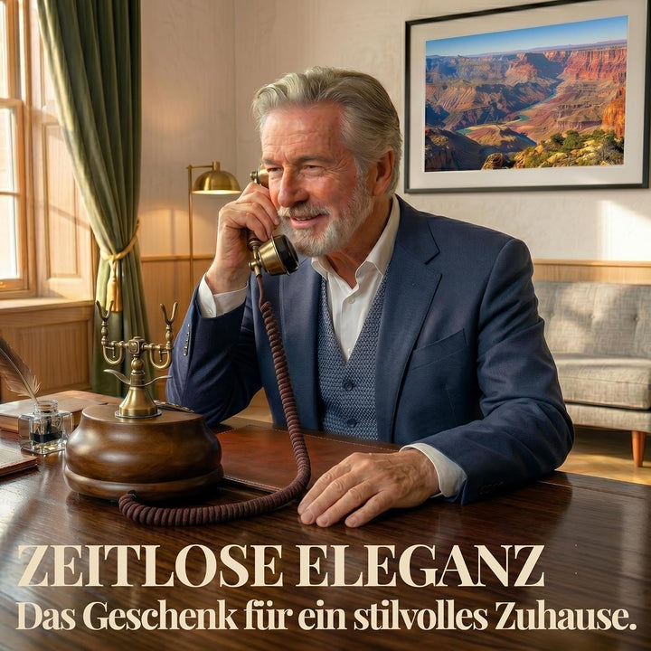 Opis 1921 Cable - Modell A - Retro Telefon aus Holz und Metall mit echter, rotierender Wählscheibe u