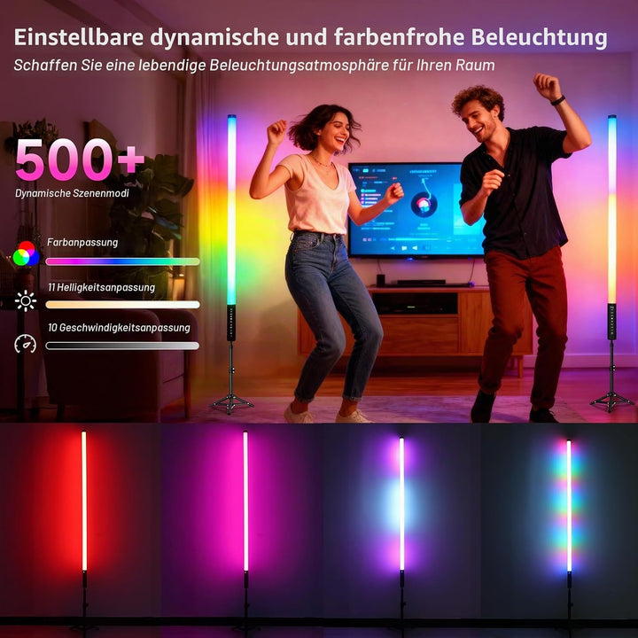 2 Stück 90cm LED Videolicht Mood1 Pro mit Stativ, LED Handheld Fotografie Lichtdimmbar und Musikmodu