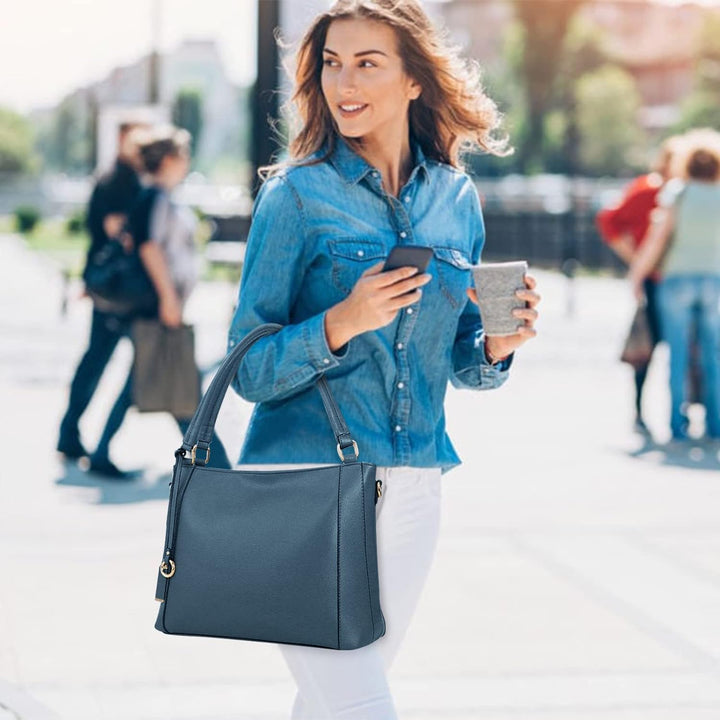 HAWEE Mode Damen Handtasche aus Weiches PU-Leder Umhängetasche Grosse Schultertasche mit Reissversch