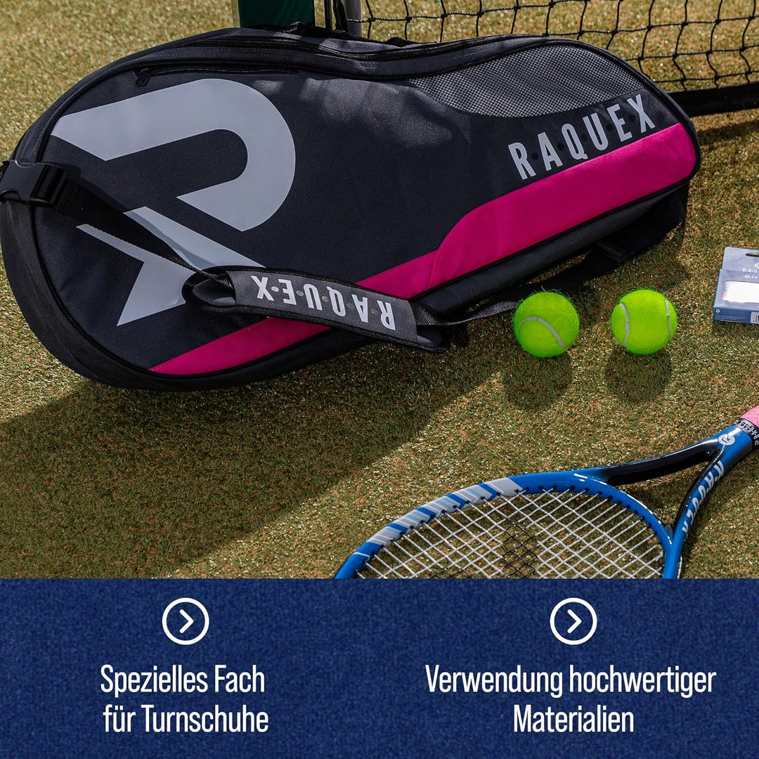 Raquex Schlägertasche für Tennis-, Badminton- und Squashschläger. Tennistasche für bis zu 6 Schläger