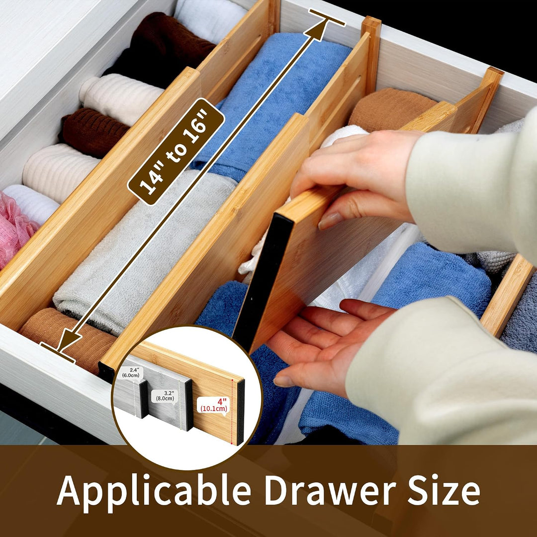 Utoplike Bamboo Dresser Drawer Dividers, 10,1 cm hoch einstellbare Schublade Organisatoren für Kleid