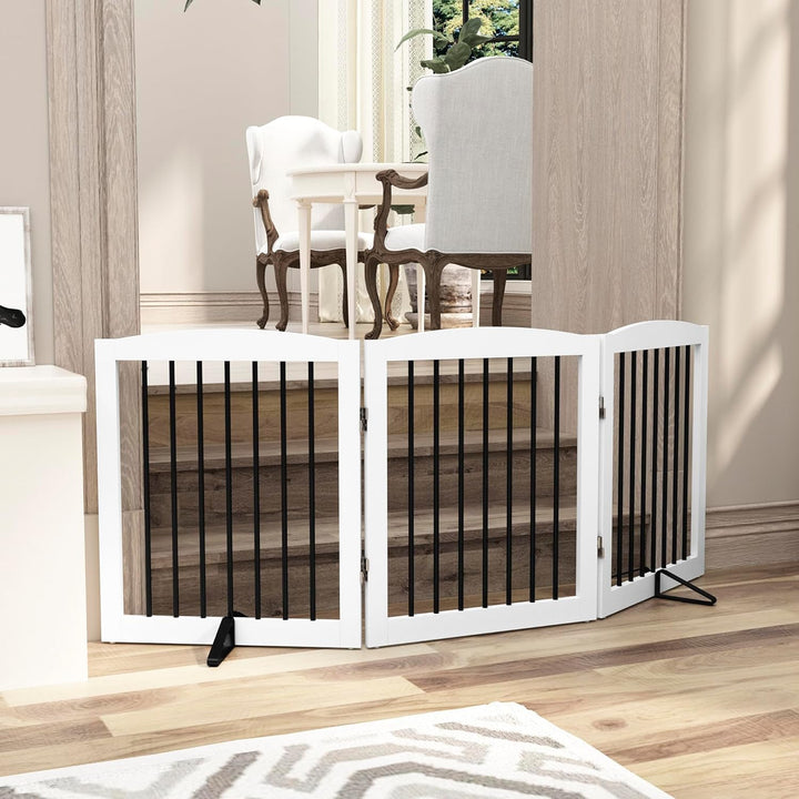 Absperrgitter Hund,Hundegitter für Wohnung Garten ohne Bohren aus Metal Holz,Freistehendes Hundeabsp