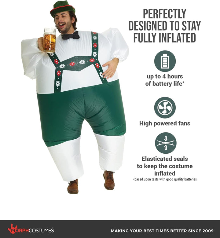 Morph Aufblasbares Lederhosen Kostüm für Erwachsene, Megamorph - Einheitsgrösse Lederhosen Erwachsen