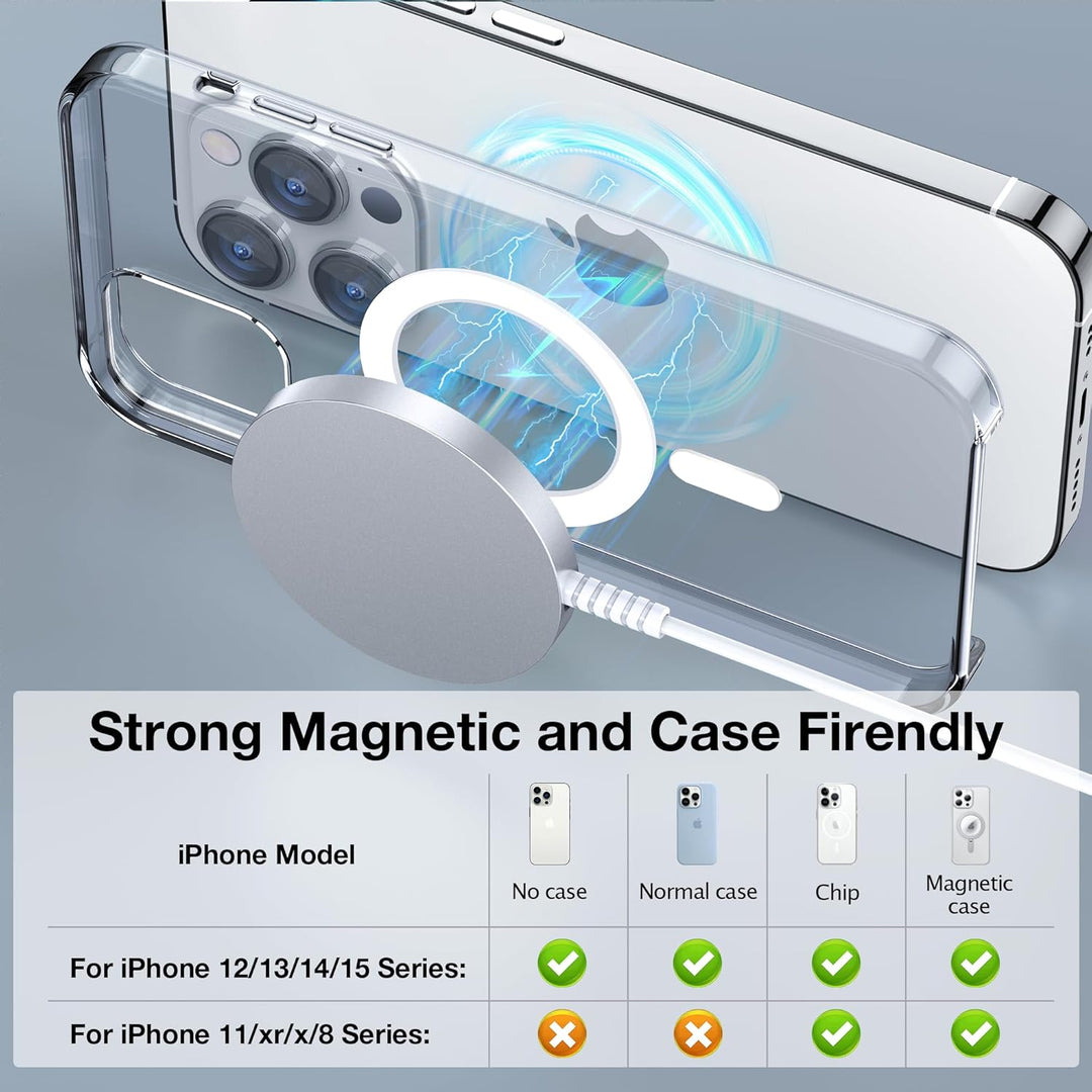 Mag-Safe Ladegerät für iPhone Ladestation: Magnet Wireless Charger Induktive Kabelloses Ladepad Komp