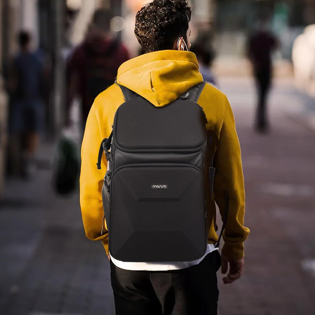 MOSISO Kamerarucksack,DSLR Kameratasche mit Wasserdichter Regenhülle,Honeycomb Hartschalenkoffer Fot
