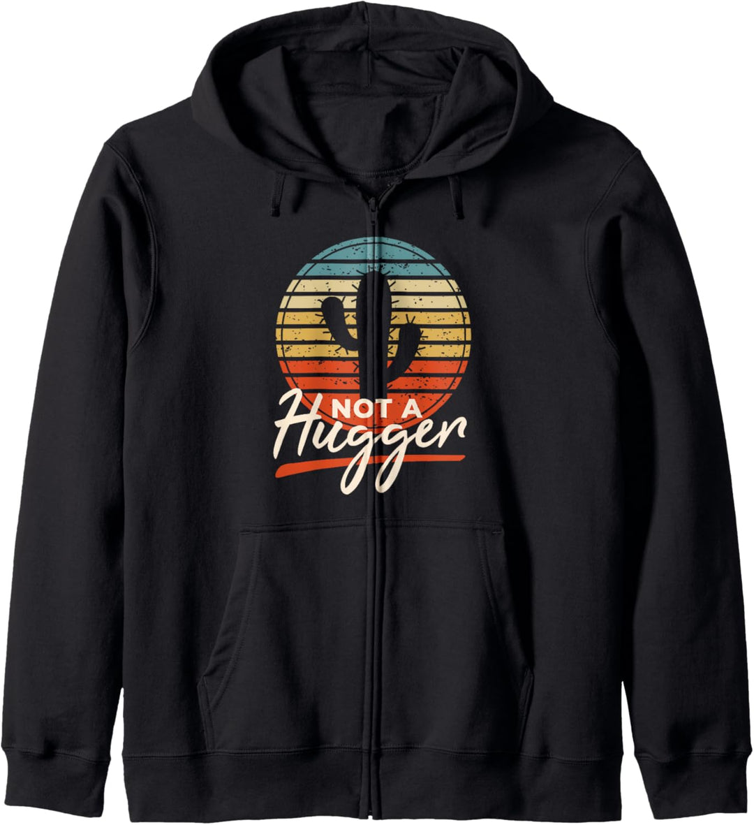 Kaktus Not a Hugger Lustiger Spruch Vintage Retro Ich Hasse Kapuzenjacke