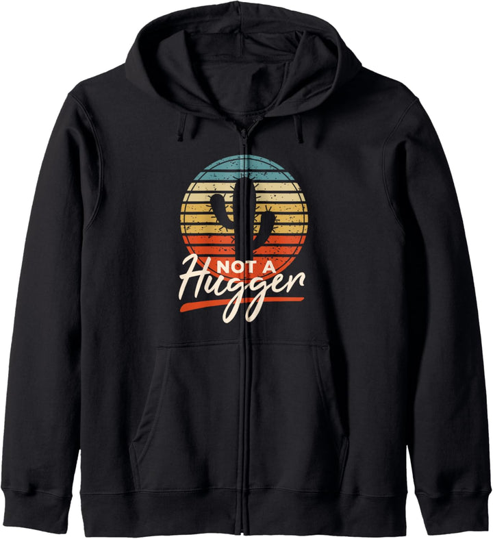 Kaktus Not a Hugger Lustiger Spruch Vintage Retro Ich Hasse Kapuzenjacke