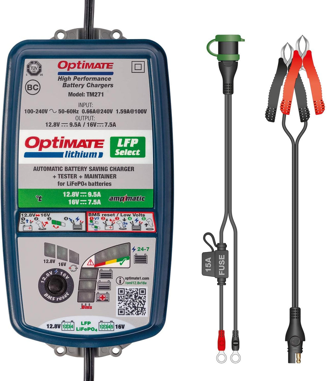 TecMate, Optimate TM-270, Lithium LFP Select 10-stufiges gekapseltes batterieschonendes 12.8V 9.5A /