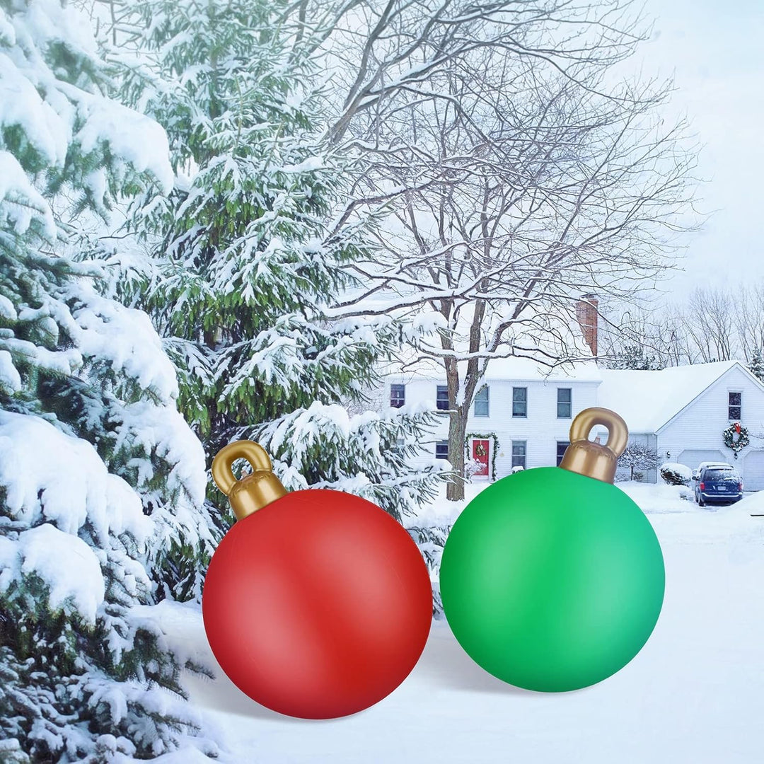 KAHEIGN 2Pcs Aufblasbare Weihnachtskugeln, 60cm Gross Weihnachtskugeln Outdoor Aufblasbar PVC Weihna