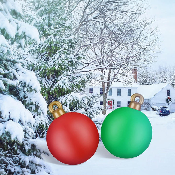 KAHEIGN 2Pcs Aufblasbare Weihnachtskugeln, 60cm Gross Weihnachtskugeln Outdoor Aufblasbar PVC Weihna