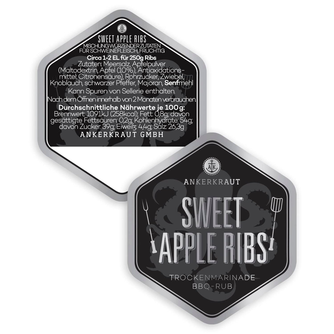 Ankerkraut Sweet Apple Ribs, fruchtige BBQ-Rub Gewürzmischung zum Grillen von Spare-Ribs und Schwein