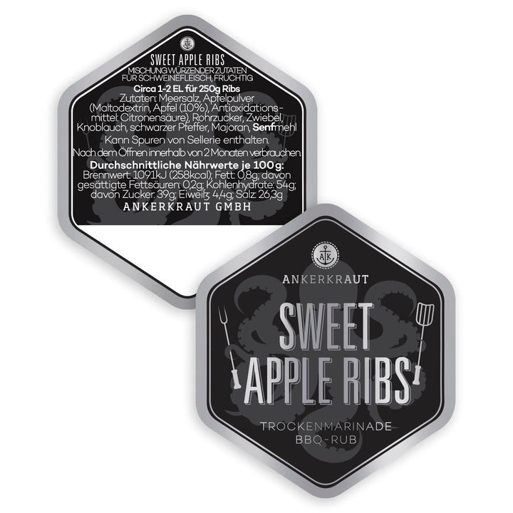 Ankerkraut Sweet Apple Ribs, fruchtige BBQ-Rub Gewürzmischung zum Grillen von Spare-Ribs und Schwein