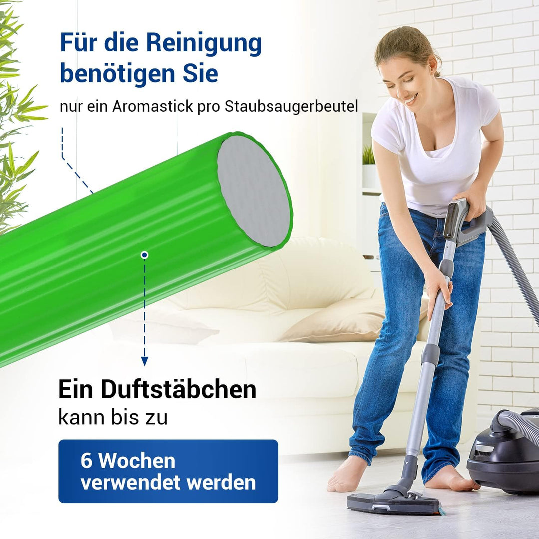 VIOKS 20x Staubsauger Duftstäbchen Grün im Blister - Deo Perlen/Parfum Duft für Staubsauger Vоrwerk