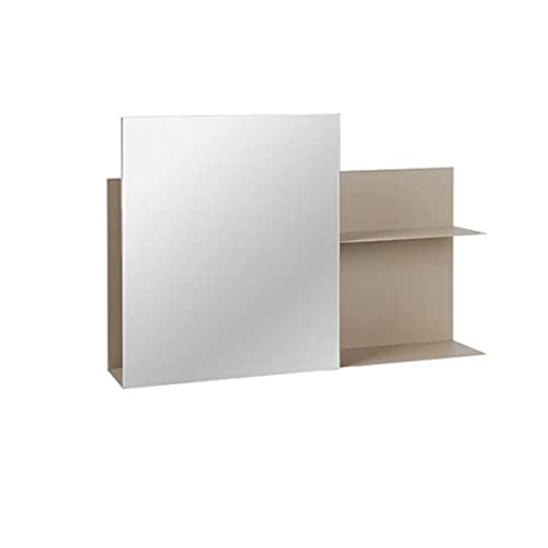 broste Copenhagen Wandregal Mit Spiegel, Beige, 25 x 51 x 9,5 cm