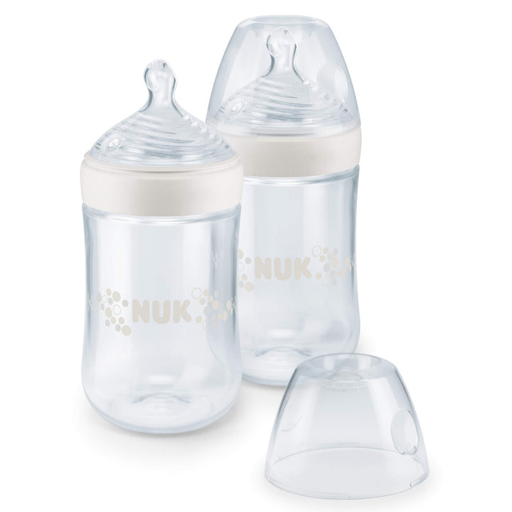 NUK Nature Sense Babyflaschen Set, 2x 260ml Babyflasche, 6-18 Monate, mit brustähnlichem Silikon-Tri