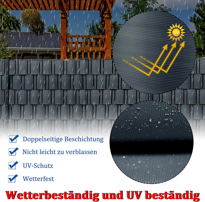 NAIZY 20x Sichtschutzstreifen Hart PVC Sichtschutzfolie 2,5m x 19cm Sichtschutz Zaun Rolle Blickdich