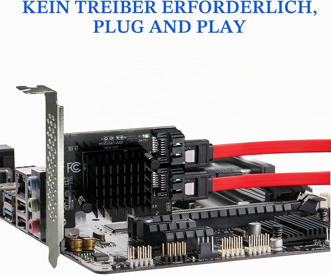 PCI-E zu SATA3.0 Erweiterungskarte 2 Ports, PCIe SATA III 6Gbps Max Speed Controller Karten für PCI-