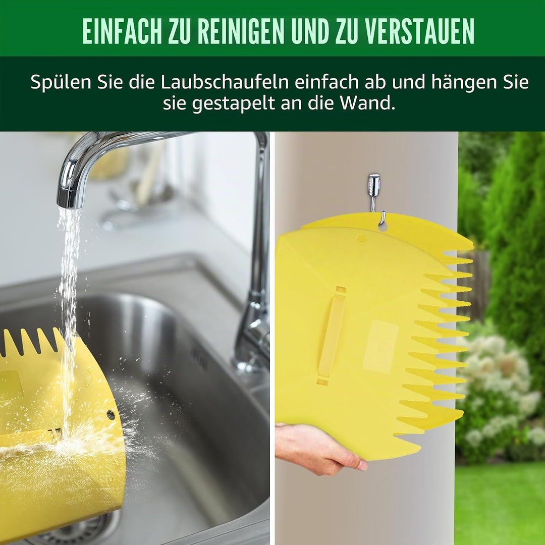 GardenHOME Laubsammler 2er Set – Grosse Laubschaufeln & Laubgreifer für Garten, Robuste Handrechen a