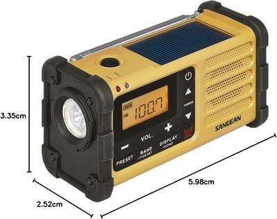 Sangean MMR-88 Tragbares Kurbelradio, Notfall radio mit Taschenlampe und Notfall-Signalton - UKW/MW-