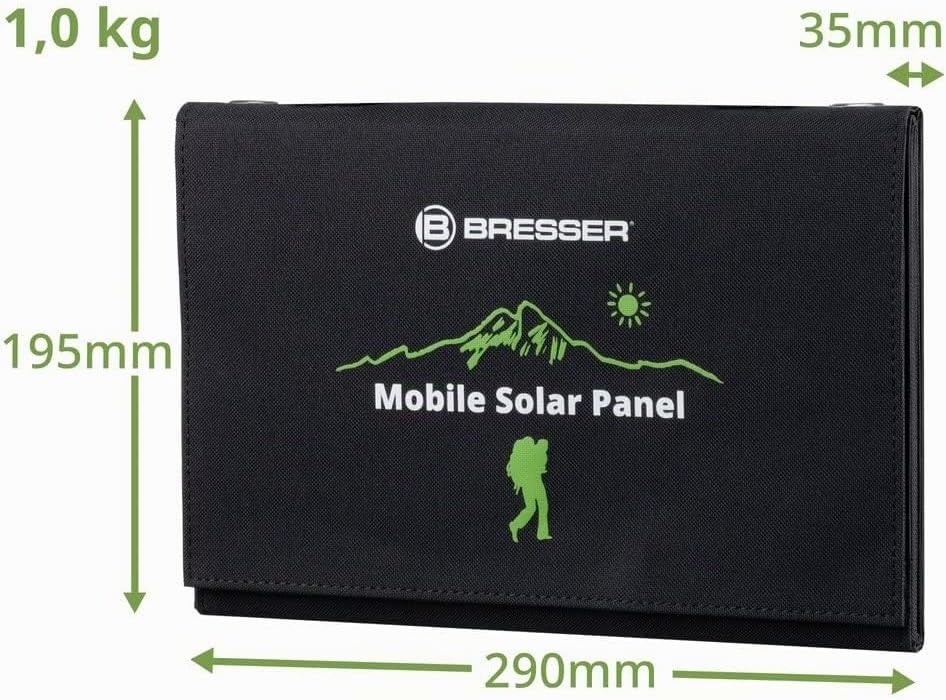 Bresser Solar Ladegerät 21W mit USB-A- und DC-Anschluss inkl. Adaptern, Solar-Panel als Ladegerät fü