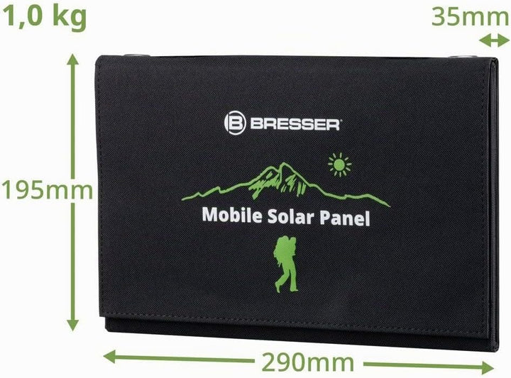 Bresser Solar Ladegerät 21W mit USB-A- und DC-Anschluss inkl. Adaptern, Solar-Panel als Ladegerät fü