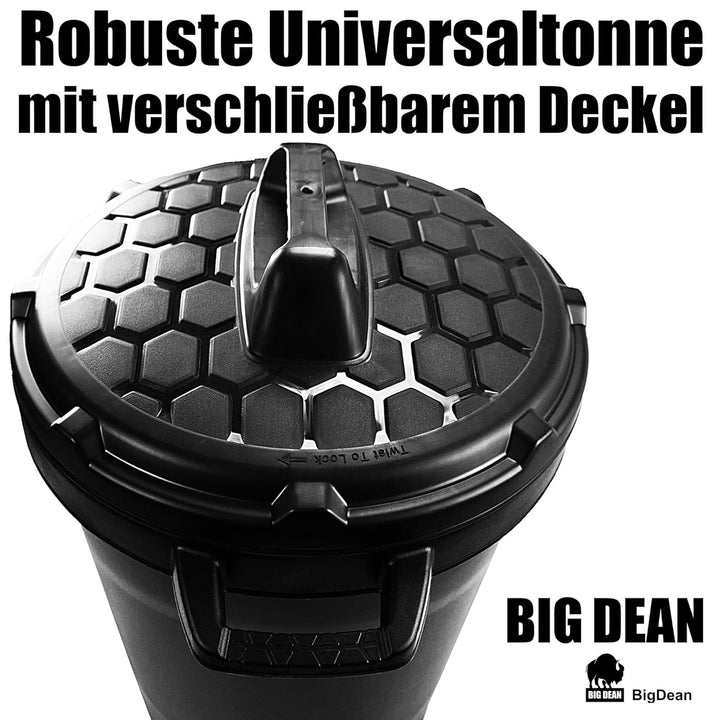 BigDean Universal Allzwecktonne Mülltonne 90 Liter Tonne XL Universaltonne Universaleimer schwarz mi