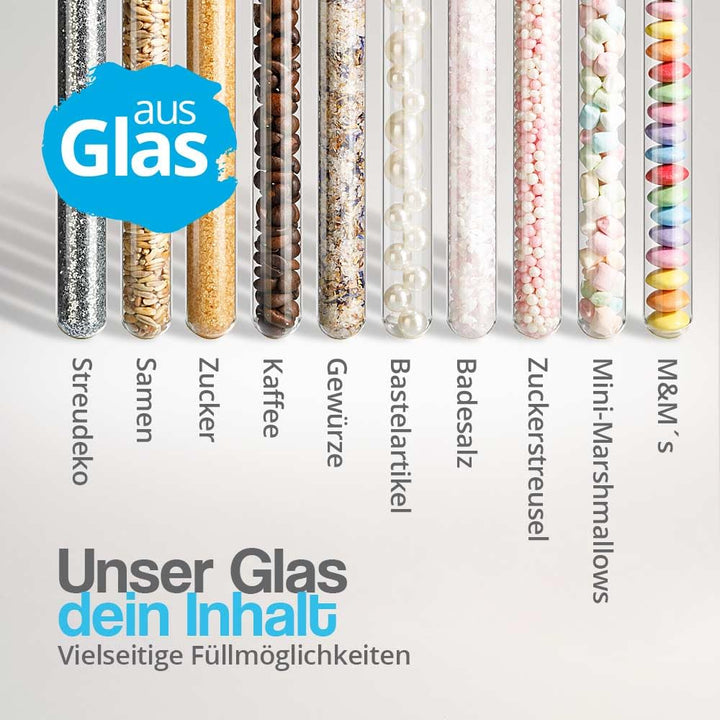 Tuuters 25x Glas Reagenzgläser mit Korken, Reagenzglas mit Bördelrand (160 x Ø 16mm) 160 x Ø 16mm Na